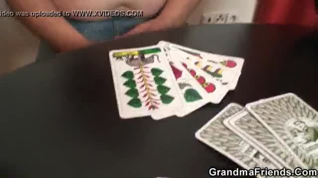 Granny loses poker and swallows two cocks